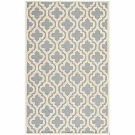 SAFAVIEH Cambridge Hand Tufted Rectangle Rug- Silver - Ivory- 2 ft. 6 in. x 20 ft. CAM132D-220